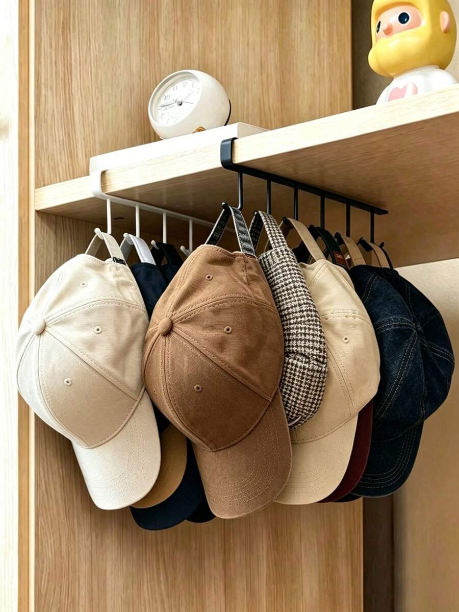 2Pcs Wall Mount Hat Rack With 6 Heavy Duty Iron Hooks, Portable Over Door Cap Holder, Fits Baseball Golf Caps All Sizes, Multi-Purpose Hat Organizer For Entryway Closet Dorm Bedroom, Space Saving Hat Display Storage Rack