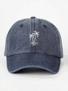 1pc Coconut Embroidered Unisex Baseball Cap Trucker Hat, Vintage Washed Style, Y2K Outdoor Sun Protection Adjustable Travel Vacation Gift, Perfect For Halloween, Back To School, Student School Season, Christmas, Mother's Day, Father's Day, Wedding, Bachelor Party, Carnival - Grey - View 8