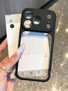 Casing Ponsel Minimalis Mewah Warna Solid Transparan, Bingkai Warna Solid Berwarna-warni, Cocok Untuk iPhone 17 17Pro 17Promax 16 16Promax 15 14 13 Dan Model Lainnya, Casing Ponsel Minimalis Anti Jatuh Perlindungan Penuh Transparan Sentuhan Lembut Berwarna-warni, Hadiah Ulang Tahun Musim Semi, Hadiah Perayaan Pesta - Hitam - View 1
