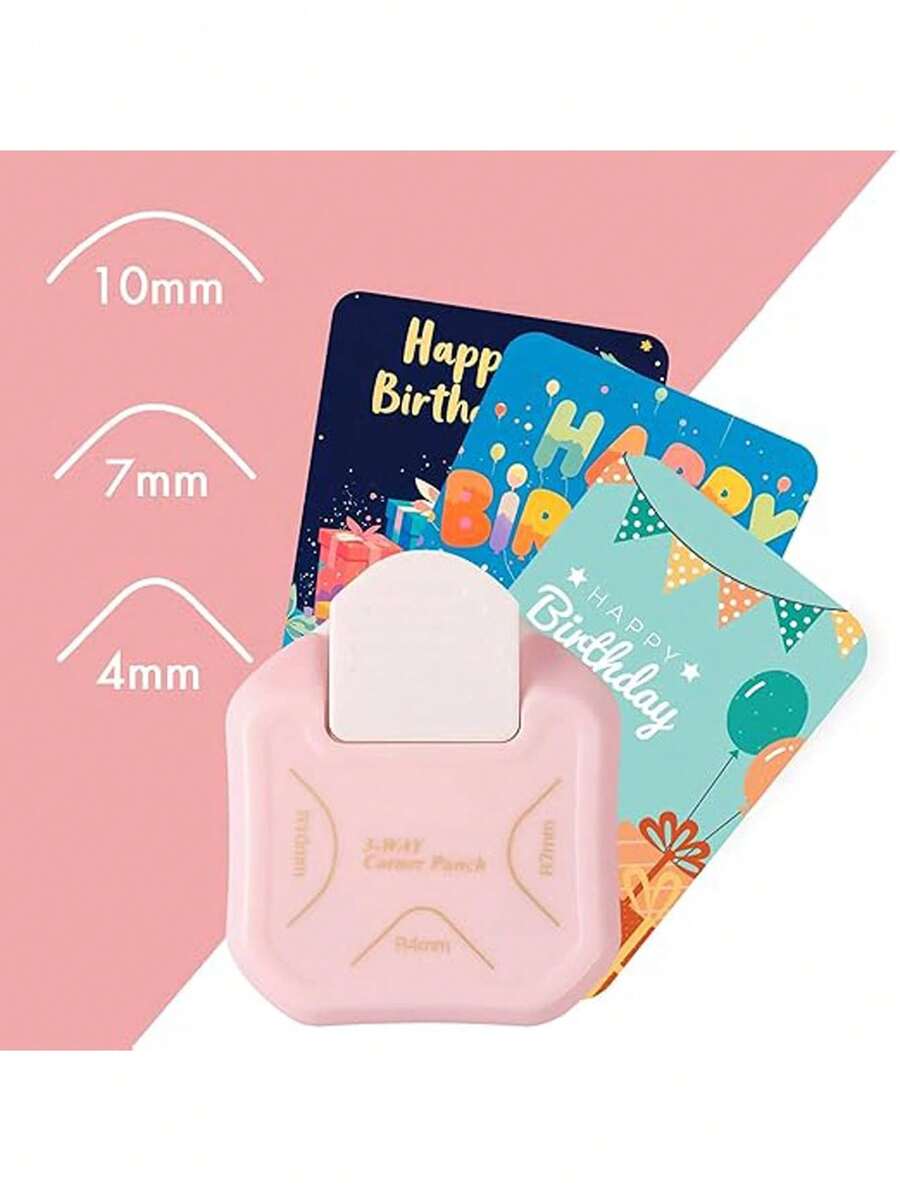 3-In-1 Corner Punch, Corner Trimmer, 4mm, 7mm, 10mm, Suitable For Paper Crafts, Laminated Board, Cardstock, DIY, Photo Cards, Card Making, Scrapbooking, Journals, Photo Paper And Business Card Making - Multicolor - View 1