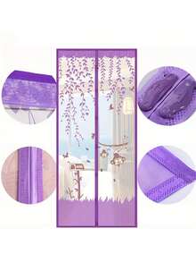 1pc Random Color & Design Magnetic Screen Door, Heavy Duty Self-Closing Insect & Pet Proof Mesh Curtain, Size: 35.43" X 83", 39.37" X 83'' - Multicolor - View 5