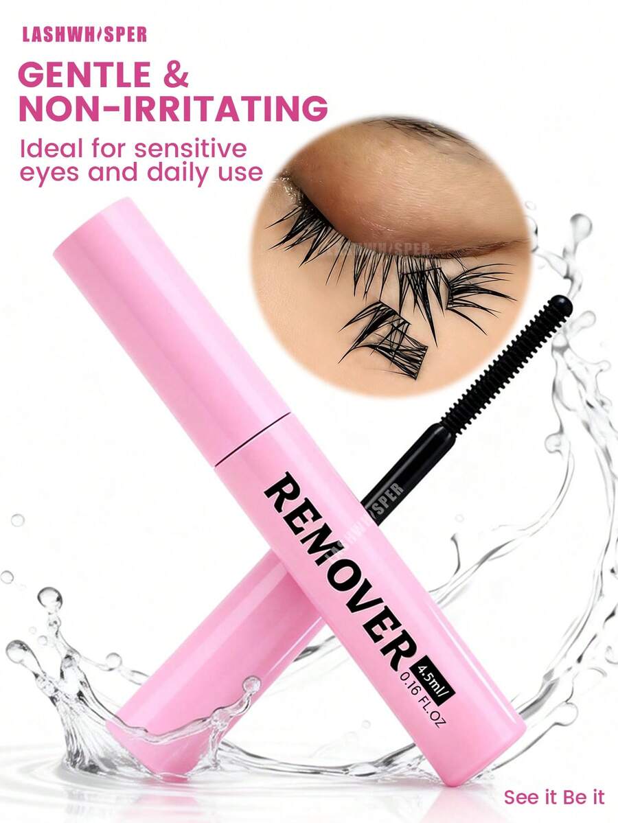 Set Penghapus Lem Bulu Mata Pink – Cepat, Lembut & Bebas Alkohol dalam 30 Detik, Sikat Spiral untuk Penghapusan Bulu Mata DIY yang Mudah, Penggunaan di Rumah & Salon - Berwarna merah muda - View 1