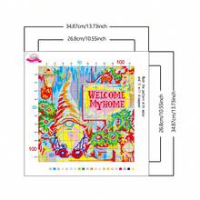 1 Set Printed Cross Stitch Garden Gnome & Sunflower Full Material Kit 11CT Beginner Friendly DIY Door Sign Vintage Entryway Home Decor - Multicolor - View 3
