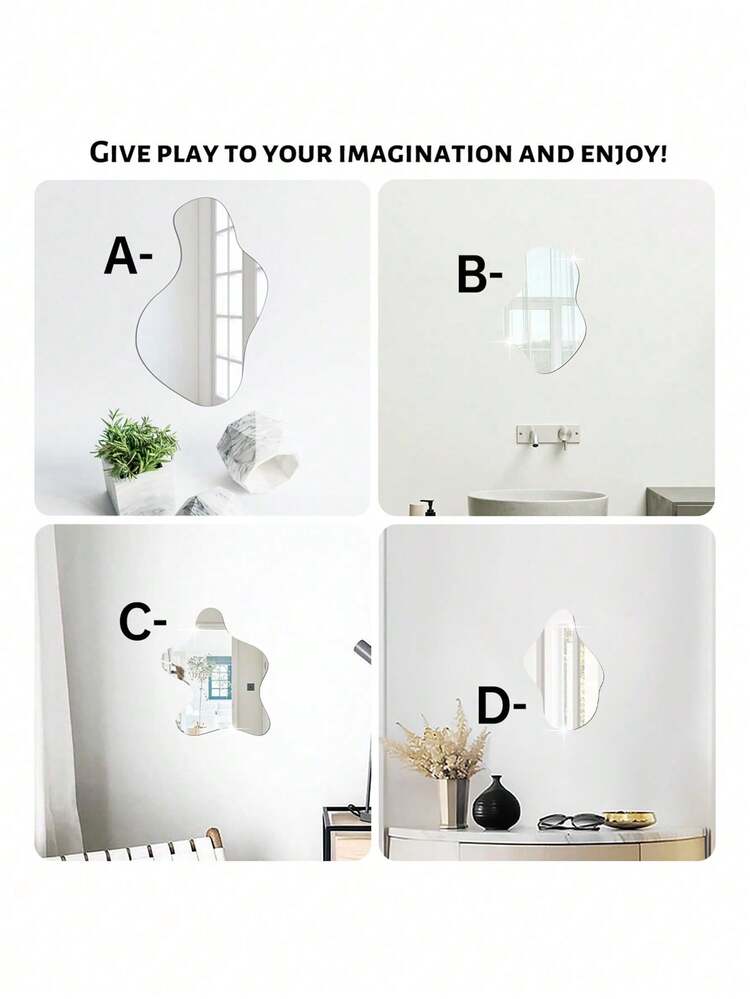 1pc Irregular Special-Shaped Mirror Decorative Wall Sticker, 2mm Thickened Acrylic Decorative Mirror Sticker, Kids Room Decor, Home Decorative Mirror - Silver - View 7