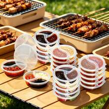 1/10/20pcs Divided Sauce Cups With Lids, 2-Compartment Or 3-Compartment, Reusable Leak-Proof Food Storage Containers For Ketchup, Salad Dressing, Nuts, Snacks, Meal Prep - Multicolor - View 7