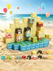 Magnetic Building Blocks DIY Stacking Toy, Magnetic Construction Toy STEM Learning Brick Set, Beach Theme, Learn To Build, Inspire Imagination, Suitable As Back To School Gift, Birthday Gift Or Decoration, For Boys And Girls Aged 3 And Up - Multicolor - View 8