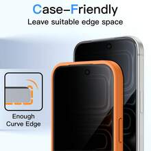 CASECOPS 4片裝隱私鋼化玻璃螢幕保護貼，一鍵無塵安裝，相容 iPhone 17 Pro Max/17 Pro/17/16 Pro Max/16/15 Pro/14/13/12/11/X/E/Plus/Mini 系列，3D 曲面全覆蓋，9H 硬度，28° 隱私防窺，防刮耐衝擊，高觸控靈敏度，防指紋防油，相容手機殼 - 防窺4片 - 查看 7