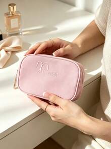Lancôme Soft Pink Embossed Logo Cosmetic Bag Large Capacity Travel Makeup Organizer For Daily Trip Birthday Holiday Gifting LANCOME-GIFT-31 - Baby Pink - View 7