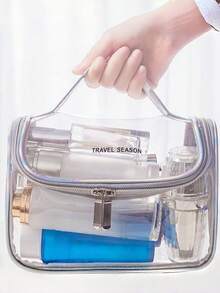 Tas Kosmetik Tahan Air Kapasitas Besar dengan Resleting dan Pegangan - Tas Perlengkapan Mandi Perjalanan PVC Transparan, Tas Penyimpanan, Tas Kosmetik Mini, Perlengkapan Perjalanan Penting - MultiWarna - View 10