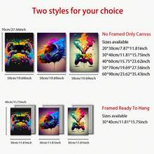 Gaming Theme Wall Decor 3 Pieces Set - RGB Gaming Controller And Headset Canvas Art, Optional Frame, Modern Gaming Style, Suitable For Bedroom, Game Room, Dorm | Perfect Gift For Gaming Boys, Men, Teens - Home Decor, Birthday Gift - Multicolor - View 6