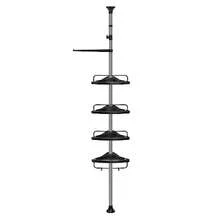 SONGMICS Organizador de Baño Esquinero Telescópico, Estante para Regadera Ajustable 95-300cm, 4 Niveles con Toallero, Plata y Negro MBCB002B01 - Plata  Negro - Ver 6