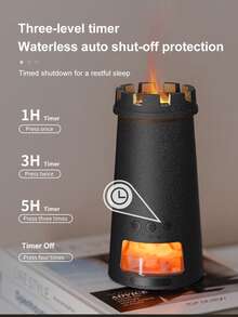 EIGIIS 3-In-1 Mist Humidifier With Aromatherapy Diffuser And Himalayan Salt Lamp, Flame Effect Essential Oil Diffuser, Colorful Night Light With Auto Shut-Off, Home Office Gift, 80ml - View 3