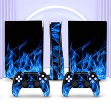 Cross-Border Hot Seller 6pcs Ice Blue Flame Pattern P5 Game Console Optical Drive Version Stickers Dust-Proof Wear-Resistant - View 2