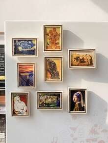 1pc World Famous Painting Mini Photo Frame, Van Gogh Art Series Refrigerator Magnet, High-End Starry Sky Creative Magnetic Photo Frame Retro 3D Decorative Sticker, Travel Souvenir, Home Decor Magnet - The Perfect Gift For Christmas, Halloween, Easter, Thanksgiving - Multicolor - View 3