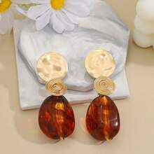 Vintage Spiral Metal Wrapped Texture Disc Drop Earrings, Western Style - Multicolor - View 13