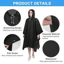 1pc Waterproof Raincoat, Waterproof Rain Poncho, Reusable Hooded Rain Poncho Set, Lightweight Waterproof, Suitable For Travel And Outdoor Activities, Unisex - Multicolor - View 4