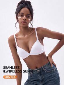 Sujetador inalámbrico push-up para mujer - Soporte cómodo todo el día, ajuste sin costuras - Blanco - Ver 2