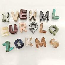 52pcs Acrylic Letter Beads, Tie-Dye Craft, Random Mixed Colors, Suitable For Handmade DIY Materials, Jewelry Making Materials, Keychains And Party Decorations, Cute Style, Ideal Accessories For Creative Handmade Crafts - Multicolor - View 6