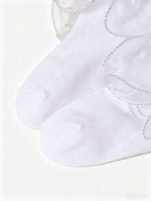 1 Pair Girls' Ruffle Trim Short Socks, Princess Dance Short Socks, White Socks - Multicolor - View 3
