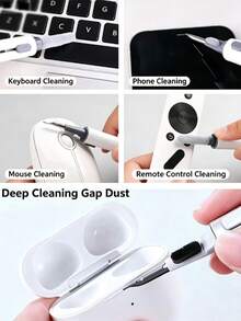 1pc Pink/White 3-In-1 Earphone Cleaning Brush Set Compatible With Apple Earbuds (Pro 1/2), Silicone Dust Plug, Portable Wireless Earphone Case Cleaning Tool, Bluetooth Earphone Cleaning Pen, Multi-Function Cleaning Kit With Soft Bristle Brush, Compatible With Huawei, Bluetooth Earbuds - Earphone Cleaning - View 6