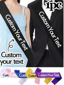 1pc Customized Text Ribbon, DIY Party Sash, Customized Graduation Sash, Suitable For Bachelorette Party And Wedding Ceremony, Solid Color Customizable Name And Blessing, Unique Birthday Gift For Friends And Family - Multicolor - View 5