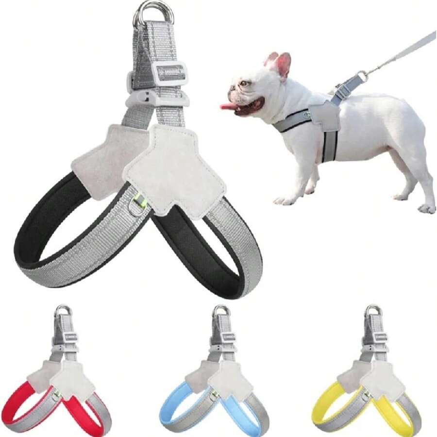 1件寵物狗胸背心，防拉扯，適合小型犬、中型犬和貓，幼犬胸帶，適用於巴哥犬、吉娃娃、鬥牛犬