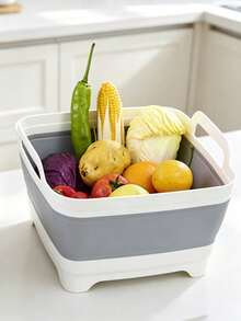 Plastic Folding Vegetable Washing Basin, Hand-Held Folding Basin, Household Multifunctional Storage Basket, Sink Folding Basin - Multicolor - View 1