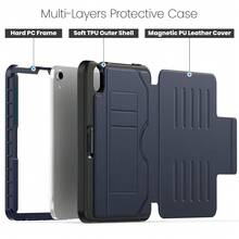 適用於 iPad Mini 7 2024 A17 Pro A2993 A2995 A2996 與 iPad Mini 6 2021 A2567 A2568 A2569 的平板保護殼，附筆槽，PU 皮革支架保護套 - 藏蓝色 - 查看 2