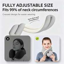 Portable Travel Pillow With Carry Bag Slow Rebound Neck Pillow Compact Nap Pillow Shoulder And Neck Relief For Napping Airplane High-Speed Rail Office - Apricot - View 6