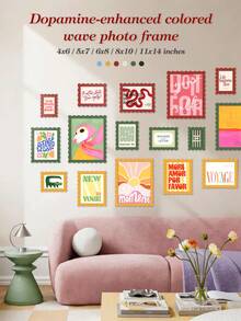 XXBANZHUAN Dopamine Colorful Wavy Picture Frame Home Decor, Outer Wavy Frame & Inner Rectangular Opening Design, 5 Sizes (4x6/5x7/6x8/8x10/11x14 Inches), 6 Colors (Red/Blue/Green/Yellow/Black/White), Suitable For Gallery Wall & Kids Room, Premium Home Decor Gift - Multicolor - View 4