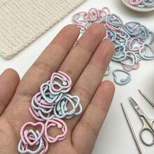 20/30/50/70/100pcs Heart-Shaped Open Crochet Markers - Metal Open Crochet Lock Rings, Multicolor Metal Heart-Shaped Knitting Stitch Markers, DIY Craft Accessories, Crochet Knitting Tools, Sewing Accessories - Cute And Practical Gift For Knitting Enthusiasts - Powder Blue - View 8