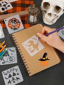 28pcs Halloween Pumpkin Hollow Stencil Set | Suitable For Plastic, Reusable Decorations, Fabric, Doormats, Window Decor And DIY Crafts, 3 Inch Size - Sets - View 3