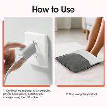 Hailicare Detachable Washable USB Foot Warmer, Constant Temperature 50℃, Heating Pad, Lightweight And Portable, Can Be Used With Plug, Power Bank, Computer, Car, Office And Home Foot Warming Pad, Autumn/Winter Warmth, Suitable As A Gift For Friends And Parents, No Charging Function - Grey - View 9