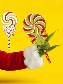 8pcs Large Red & Green Lollipop Christmas Tree Decorations, Double-Sided Lollipop Christmas Tree Picks, Suitable For Green Christmas Decor - A - View 6