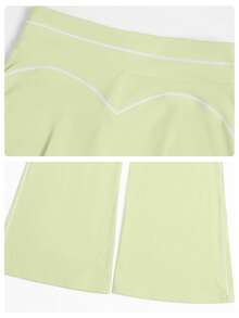 MFVIM Women's Sports Suit, Two-Piece Set With Color-Blocked Lines, Sports Bra And Flared Pants, High-Waisted, High-Elasticity, Quick-Drying Yoga Set - Olive Green - View 12