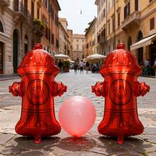 Red Fire Hydrant Shaped Aluminum Foil Balloon, Fire Theme Party Decoration Balloon - Multicolor - View 5