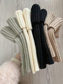 4/1 Pair Color Ribbed Leg Warmers, Soft Stretch Slouchy Knit Long Boot Socks, Cozy Warmers For Lounge, Dance, Street & Fall Winter Wear - Multicolor - View 3