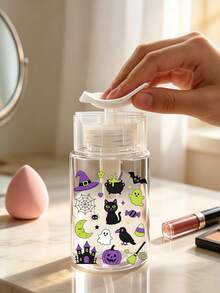 Dark Witch Magic Potion Pattern Refillable PET Portable Travel Bottle, Makeup Remover Dispenser Bottle, With 3.38oz/6.76oz Portable Pump Dispenser, Suitable For Nail Polish Remover, Toner And Makeup Remover, Round Top Design, Hand Wash, Reusable, Makeup Remover Bottle, Suitable For Halloween And Christmas - Multicolor - View 9