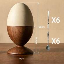 1pc Wooden Egg-Shaped Vintage Style Fruit Fork & Spoon Storage Jar With Ceramic Dust-Proof Lid, Creative High-Value Home Fruit Skewer Holder, Premium Restaurant Tableware Organizer, Coffee Table Desktop Decor - View 11