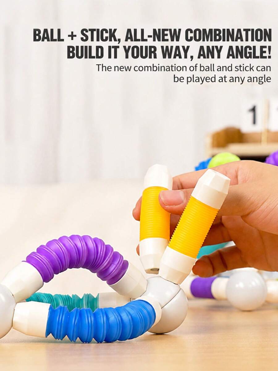 Children's Versatile Magnetic Ball Game Set - Stretchable Magnetic Building Blocks For DIY Free Multi-Angle Assembly Educational And Stress-Relieving Early Education Toy - Multicolor - View 1