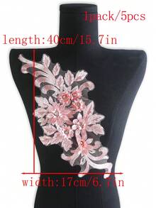 15pcs/Pack Assorted Color Mesh Lace Embroidered Crystal Beaded Handmade Applique, DIY Clothing Accessory, Bridal Dress Decor, Length: 40cm, Width: 17cm - A - View 68