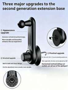 Universal Gravity Car Phone Holder, Fits Air Vent, Anti-Shake Stable Hands-Free Auto Navigation Base, With Adjustable Telescopic Arm, Waterproof ABS Phone Mount, Compatible With All Smartphones - A - View 8