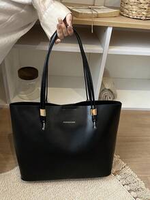 Women's Large Capacity Tote Bag For Daily Commute - Black - View 4