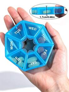 1/3-pack 7-dagars pillerbox, bärbar sexkantig pillerbox för resor med 7 fack, transparent vitaminpillerbox, lämplig för tabletter och kosttillskott, vattentät daglig pillerdispenser, lämplig för resor, kontor och studentboende, flera färger tillgängliga - Visa 4