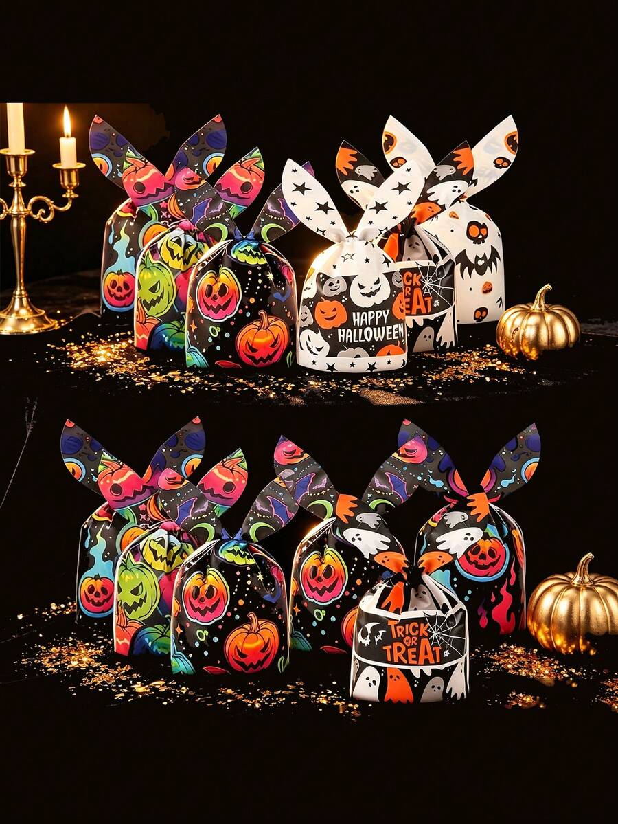 50 buah Kantong Hadiah Hantu Halloween, Kantong Hadiah Permen Telinga Kelinci, Dekorasi Meja Pesta Halloween, Cocok untuk Acara Kumpul dan Pesta Liburan, Kantong Hadiah Pesta Penyihir, Kantong Hadiah Halloween - Kantong Permen Telinga Kelinci - View 1