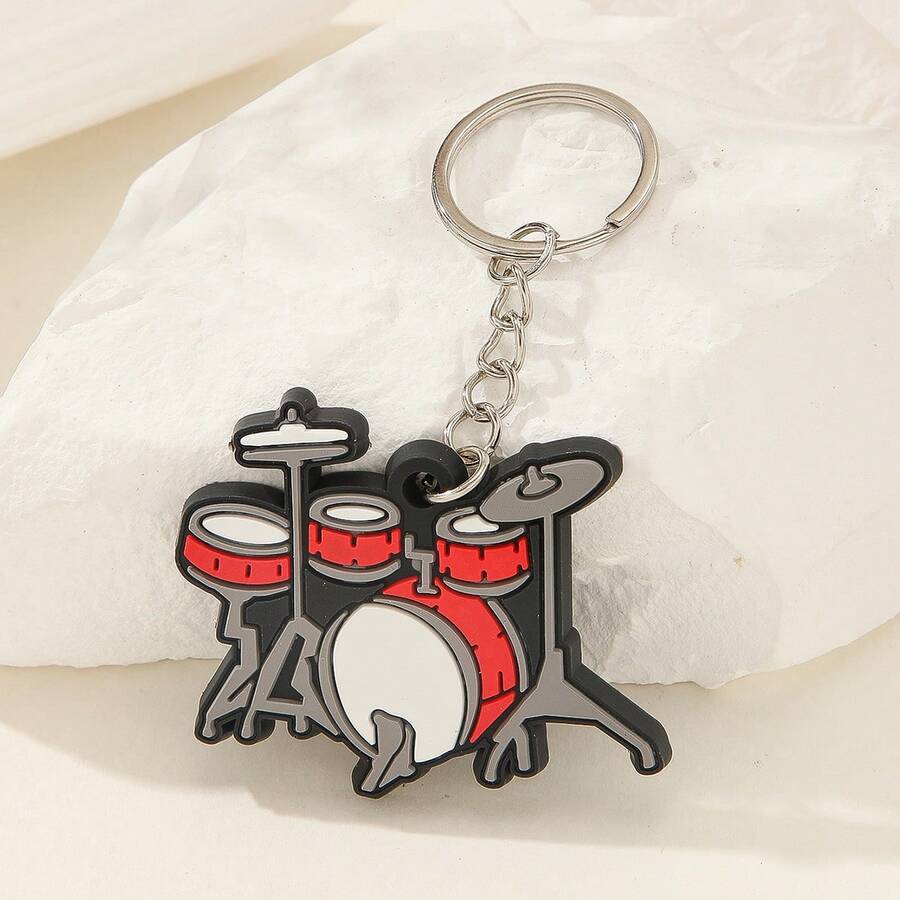 Cute Cartoon Drum Set Keychain, Mini Drum Set Pendant Keyring, Percussion Instrument Handbag Charm, Graduation Friendship Gift For Drummers, Music Fans, Rock Band Musicians, Amateur Drummers, Music Studio Commemorative Gift - Multicolor - View 1