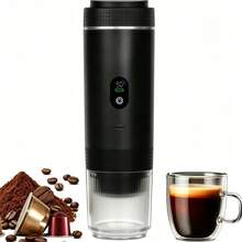 1 pieza Cafetera portátil, pantalla LED, autocalentamiento, carga USB, apta para café en polvo y cápsulas, la máquina de café eléctrica es muy adecuada para viajes, uso al aire libre y en caravanas. Máquina de café de cápsulas - Multicolor - Ver 12