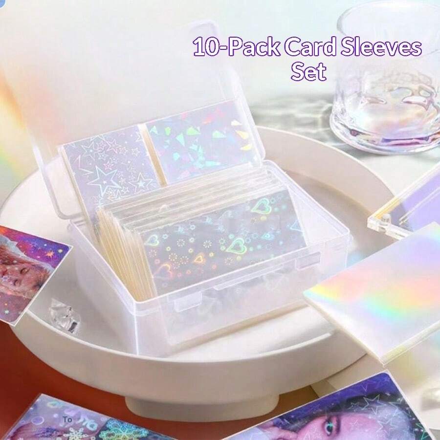 100pcs 66*91mm Transparent Plastic Playing Card Sleeves Protective Covers Colorful Card Holders Card Sleeves Star Card Game ID Card Collection Album Photo Bags Set - Multicolor - View 1
