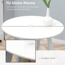 Round Dining Table, Kitchen Table, Side Table, Dining Room Table, Tapered Legs, White, 72x72x75 Cm - 白色 - 查看 5