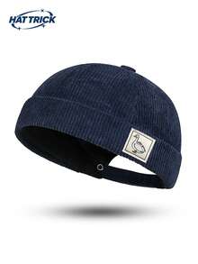 1pc Unisex Silly Goose Fabric Label Vintage Corduroy Newsboy Cap, Adjustable Brimless Sailor Hat, Fashionable Casual Streetwear Cap For Daily Commute, Party, Travel, Hip-Hop, Motorcycle, All-Season Versatile - C - View 12